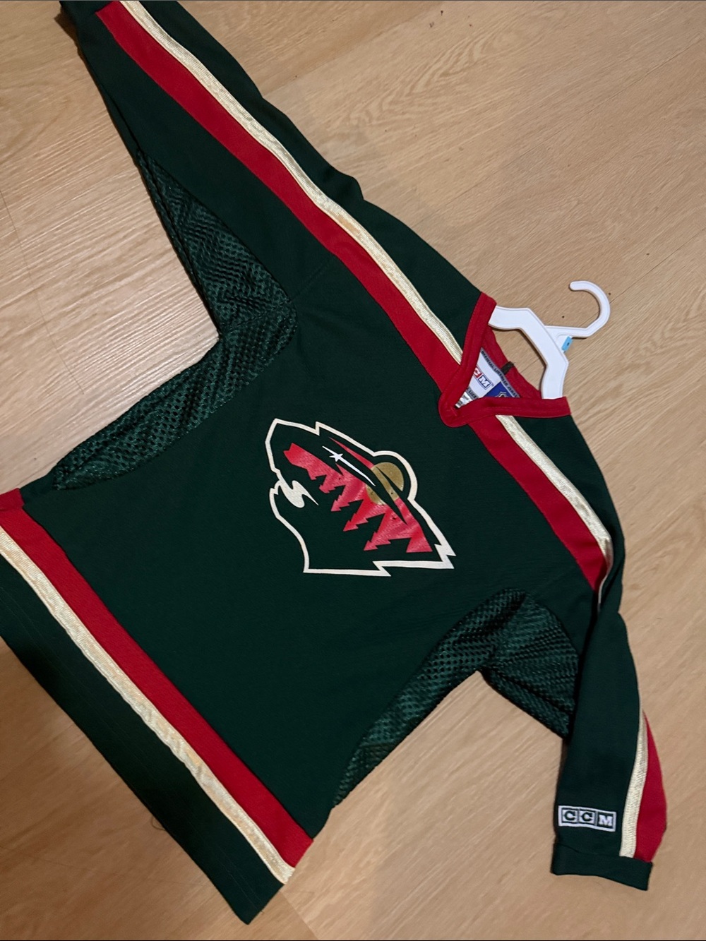 CCM Kids Hockey Jersey Green Red Gold